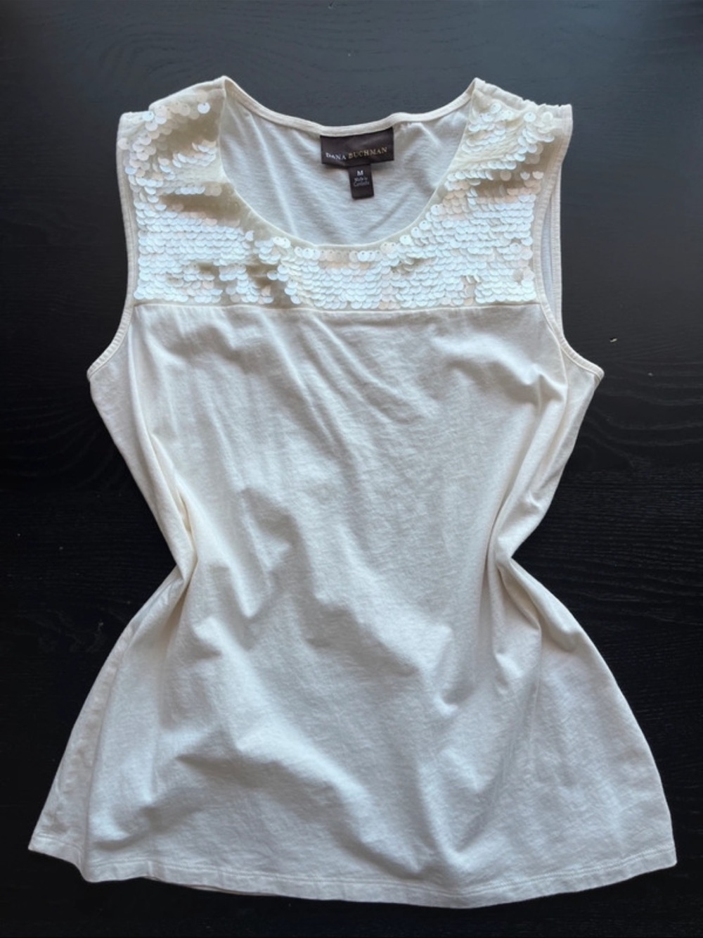 Dana Buchman White Sequin Tank Top